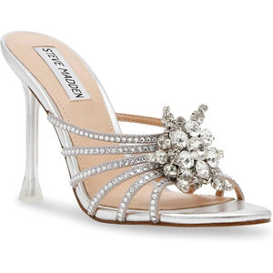 Steve Madden Sz 8.5 Pamola Dress Sandals 4” Stiletto Rhinestones Clear heels NWT